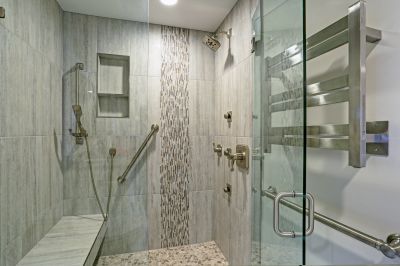 Contemporary Shower with Tile Work